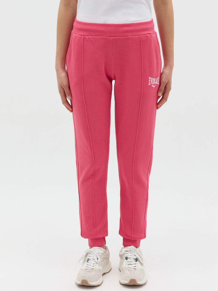 Fuchsia joggers with elasticated edging and logo print_1