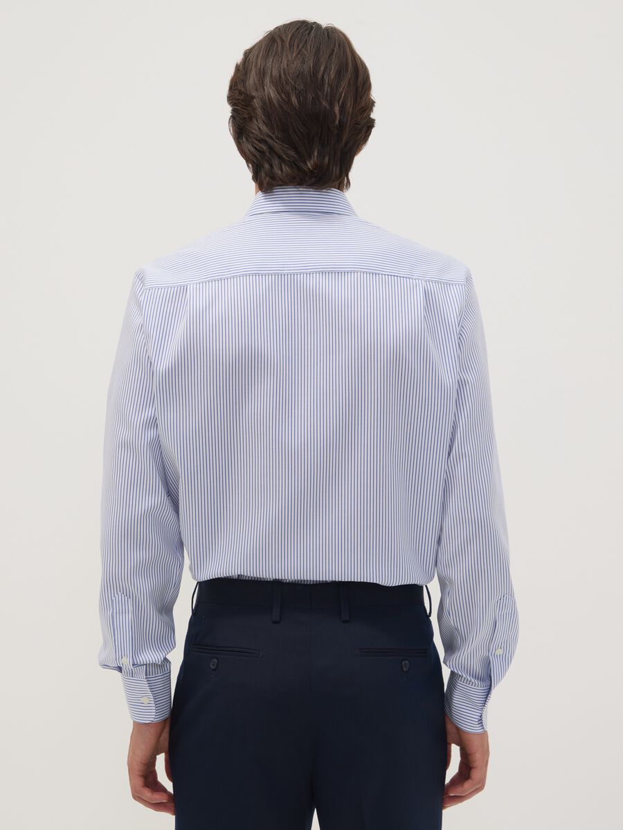 Light blue striped pure cotton dobby shirt with French collar, non-iron_2