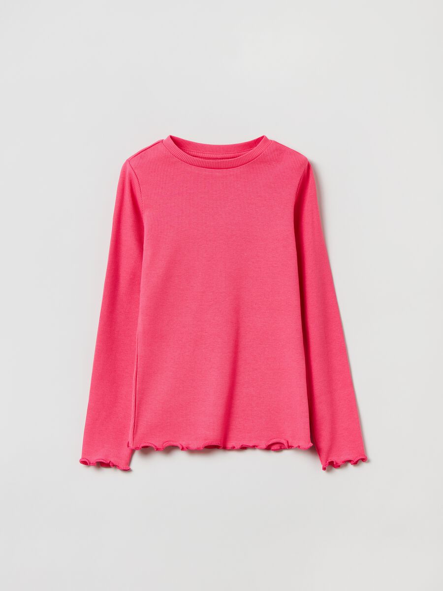 T-shirt a maniche lunghe a costine_0
