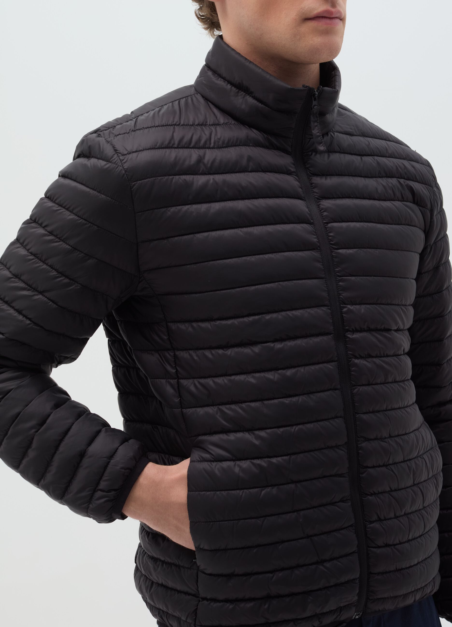 Full-zip ultralight quilted down jacket