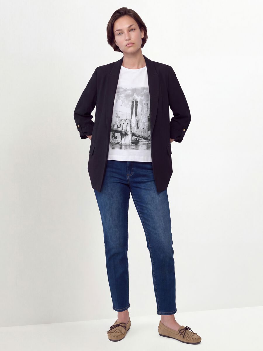 Jeans denim blu in cotone elasticizzato slim fit_0