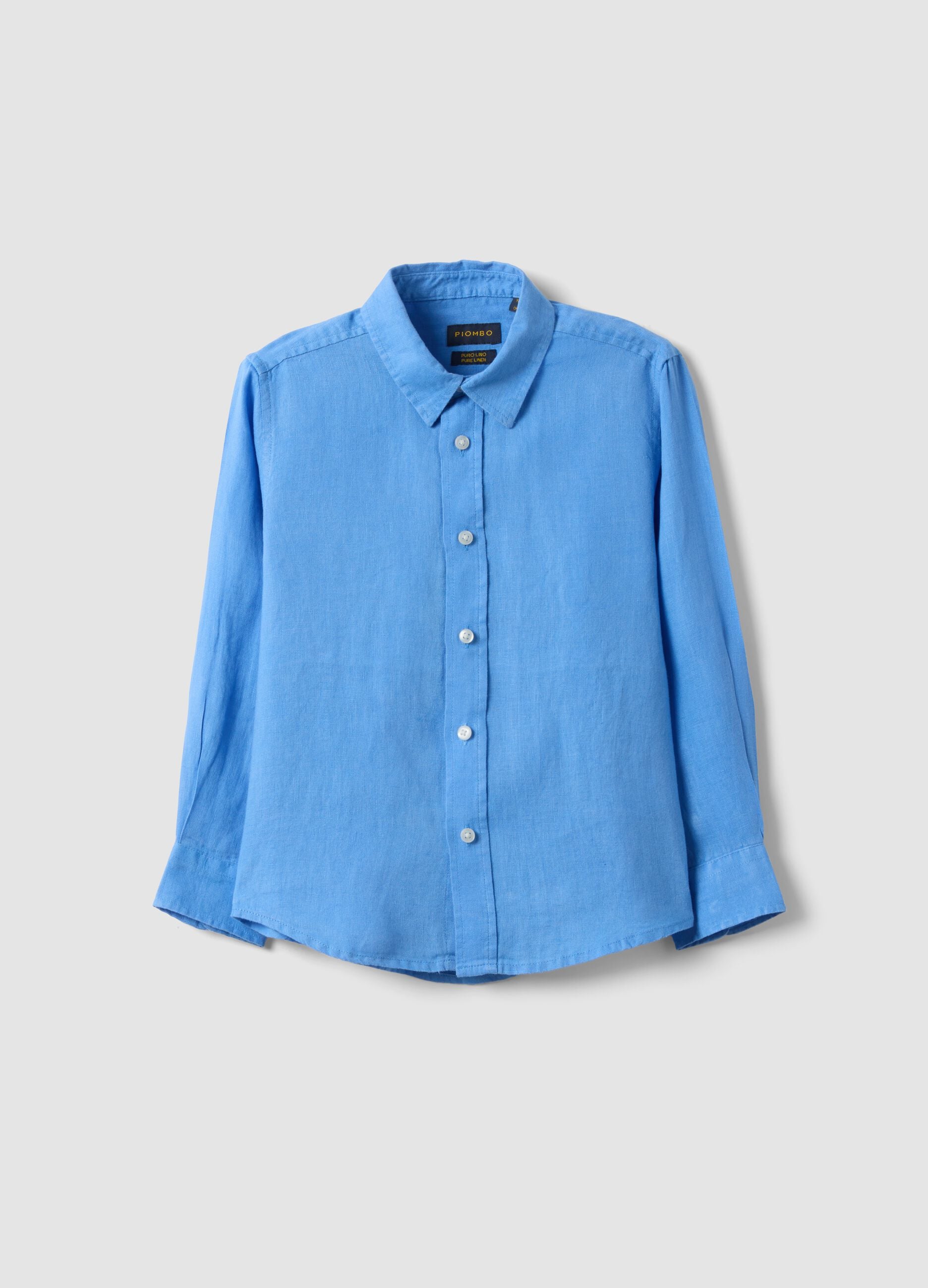 Camicia in puro lino azzurra oversize fit da bambino