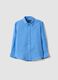 Camicia in puro lino azzurra oversize fit da bambino_3