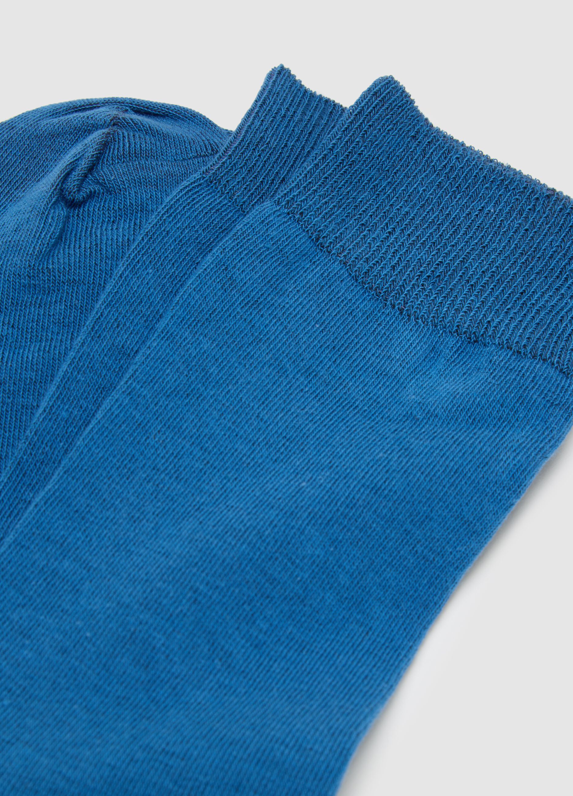 Set of two pairs of blue stretch cotton socks