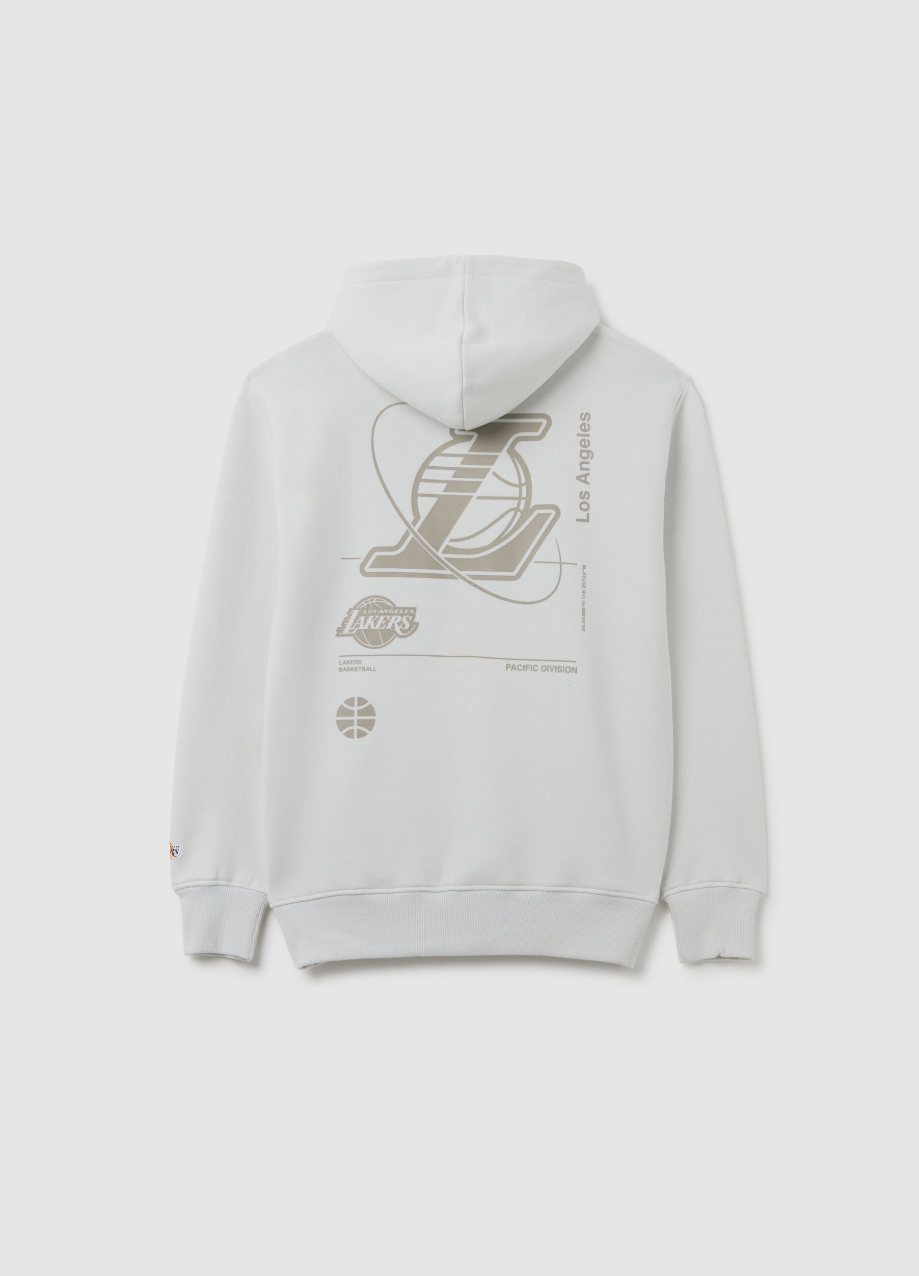 Felpa da bambino in misto cotone bianca regular fit Los Angeles Lakers