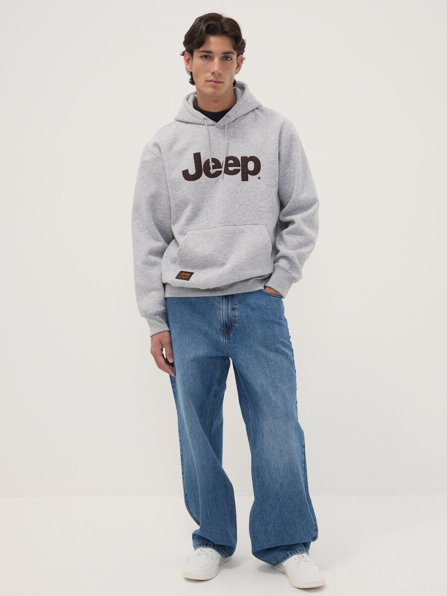 Felpa grigia in misto cotone con cappuccio e stampa Jeep relaxed fit_2