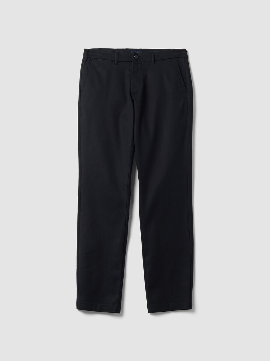 Black slim-fit stretch cotton and lyocell chino trousers_0