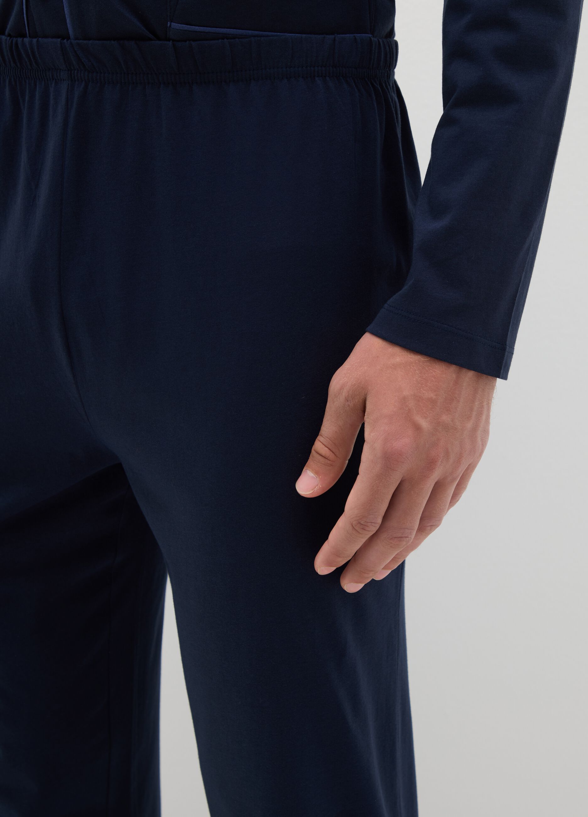 Regular fit blue pure cotton pyjamas
