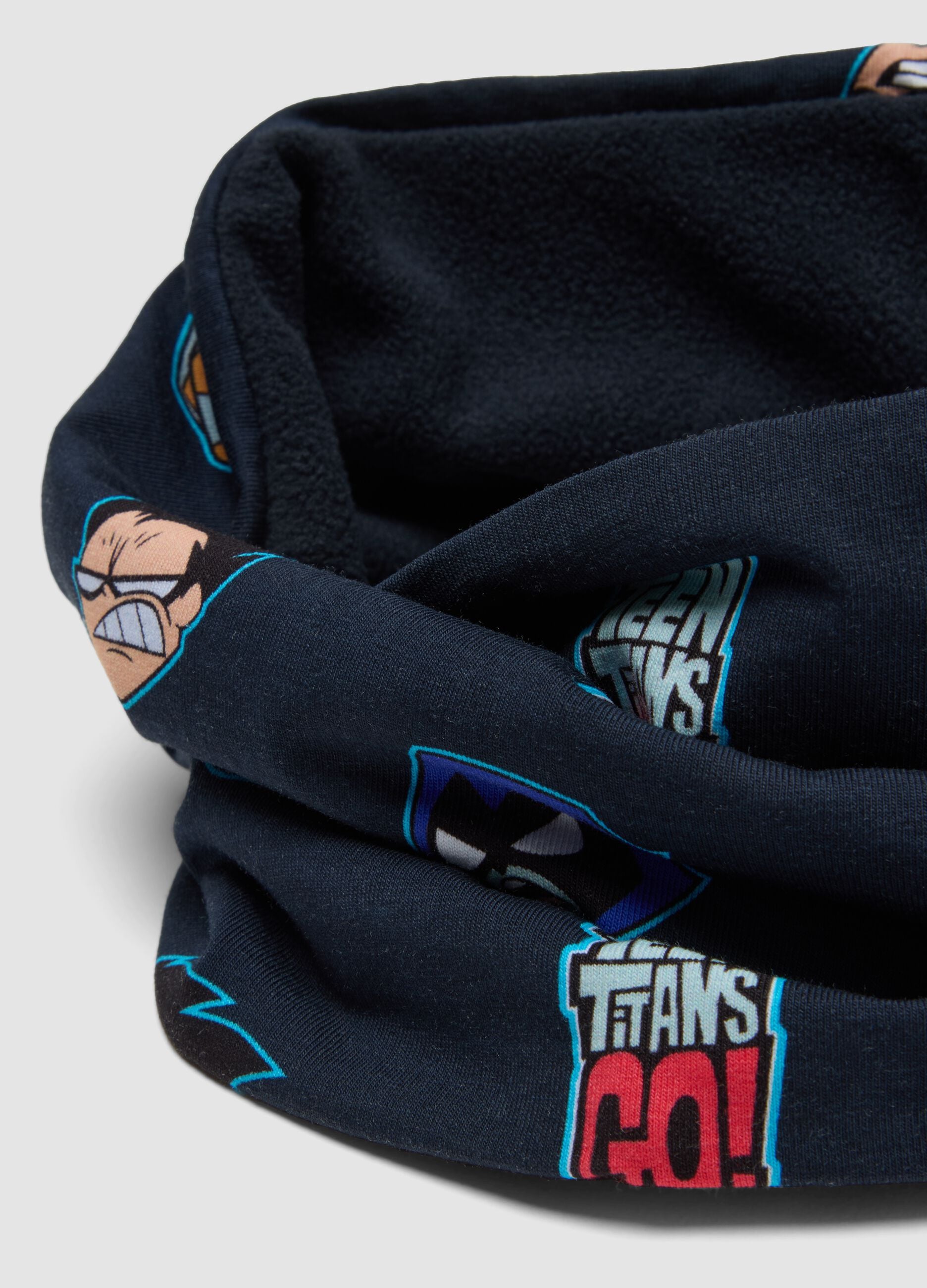 Sciarpa blu notte in cotone elasticizzato con stampa Teen Titans