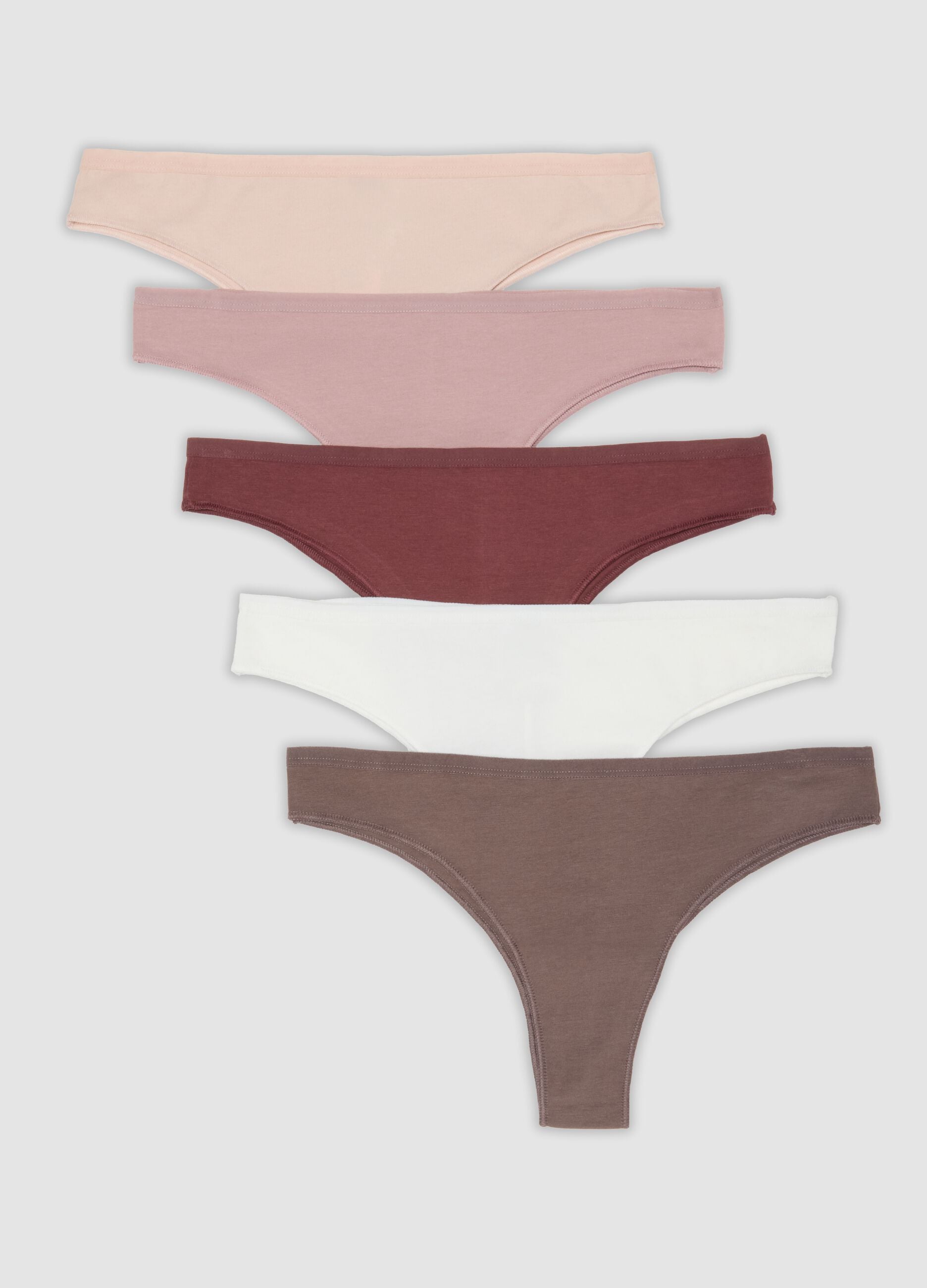 Multipack of five multicolour Brazilian briefs in stretch cotton