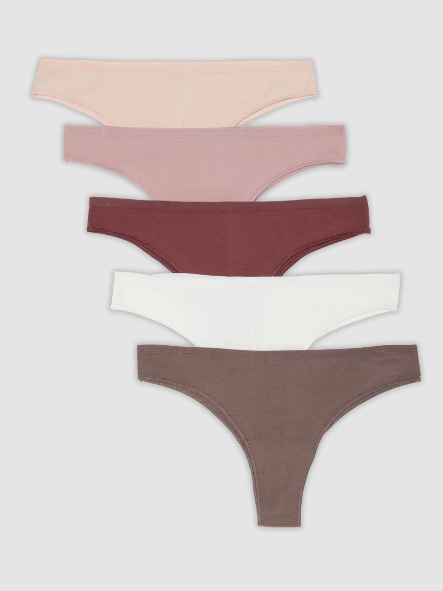 Multipack di cinque slip brasiliane multicolor in cotone elasticizzato_4