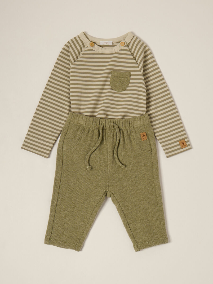 Green cotton blend set for baby girl_0