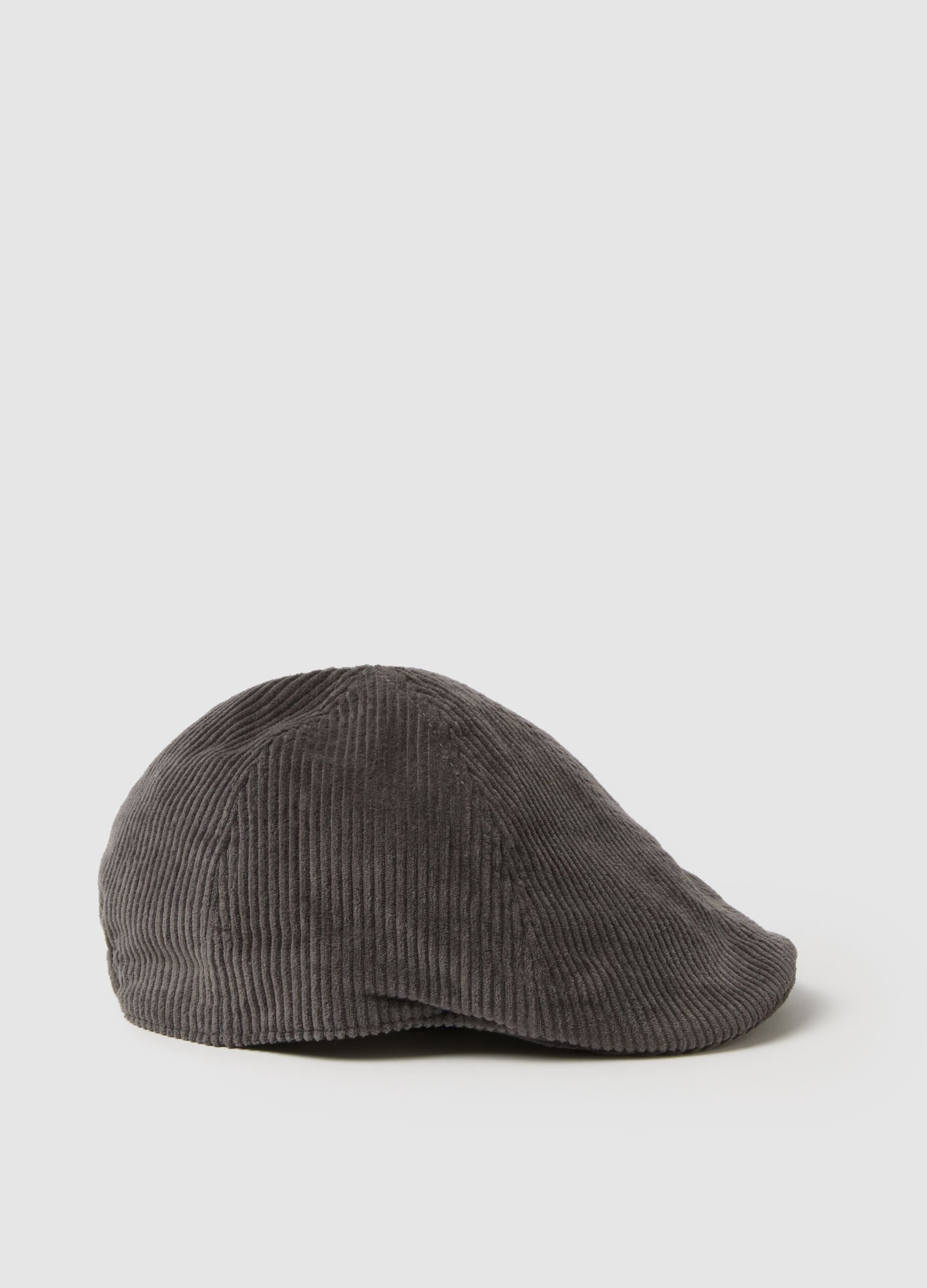 Pure grey cotton corduroy hat