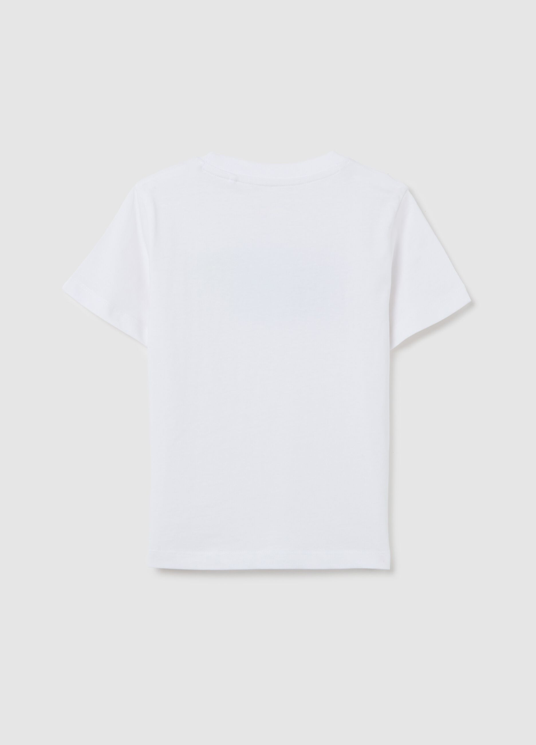 White T-shirt in cotton with sea motif print