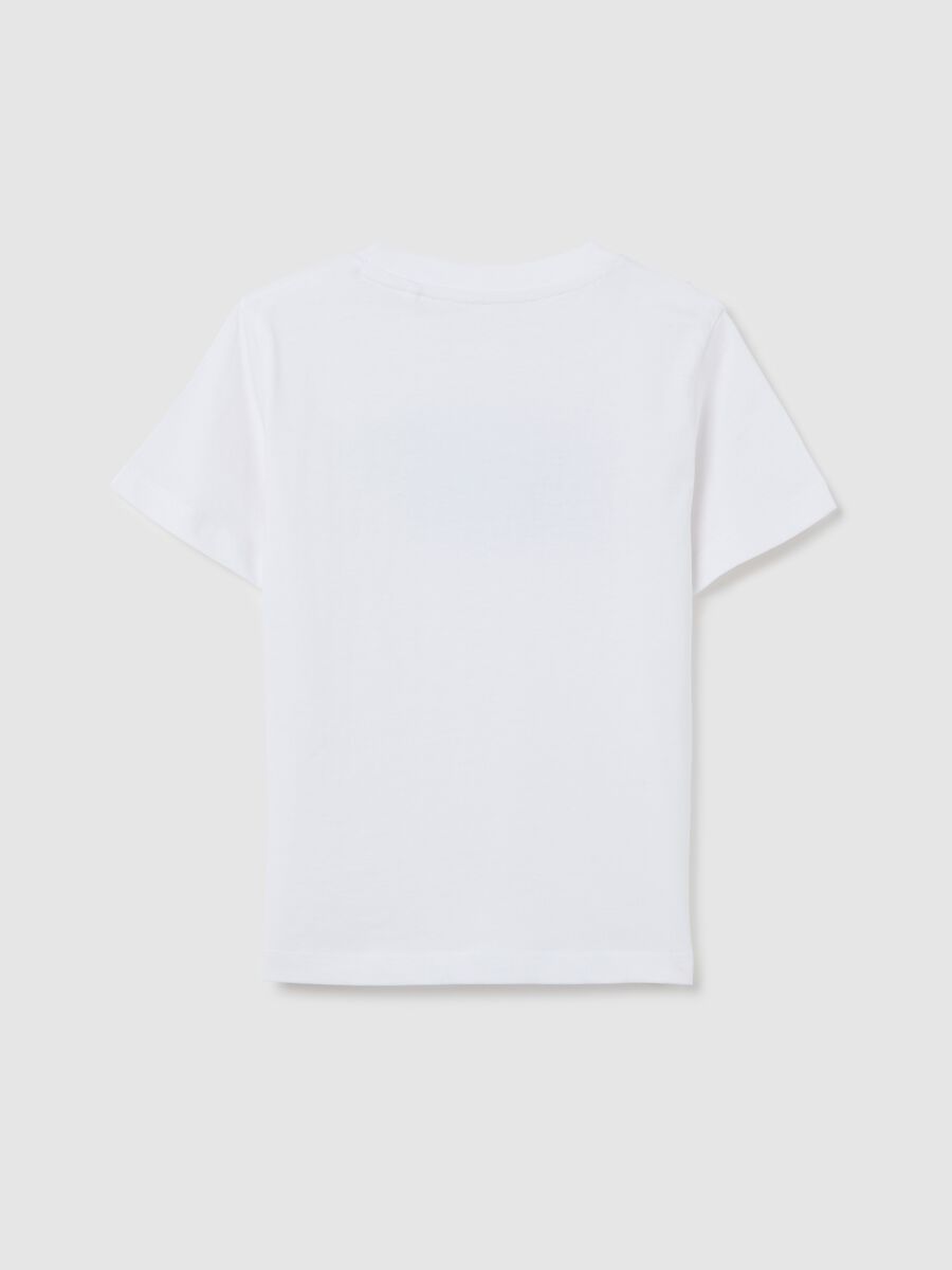White T-shirt in cotton with sea motif print_1