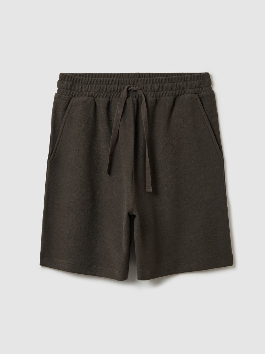 Brown Bermuda shorts in pure Piombo cotton_4