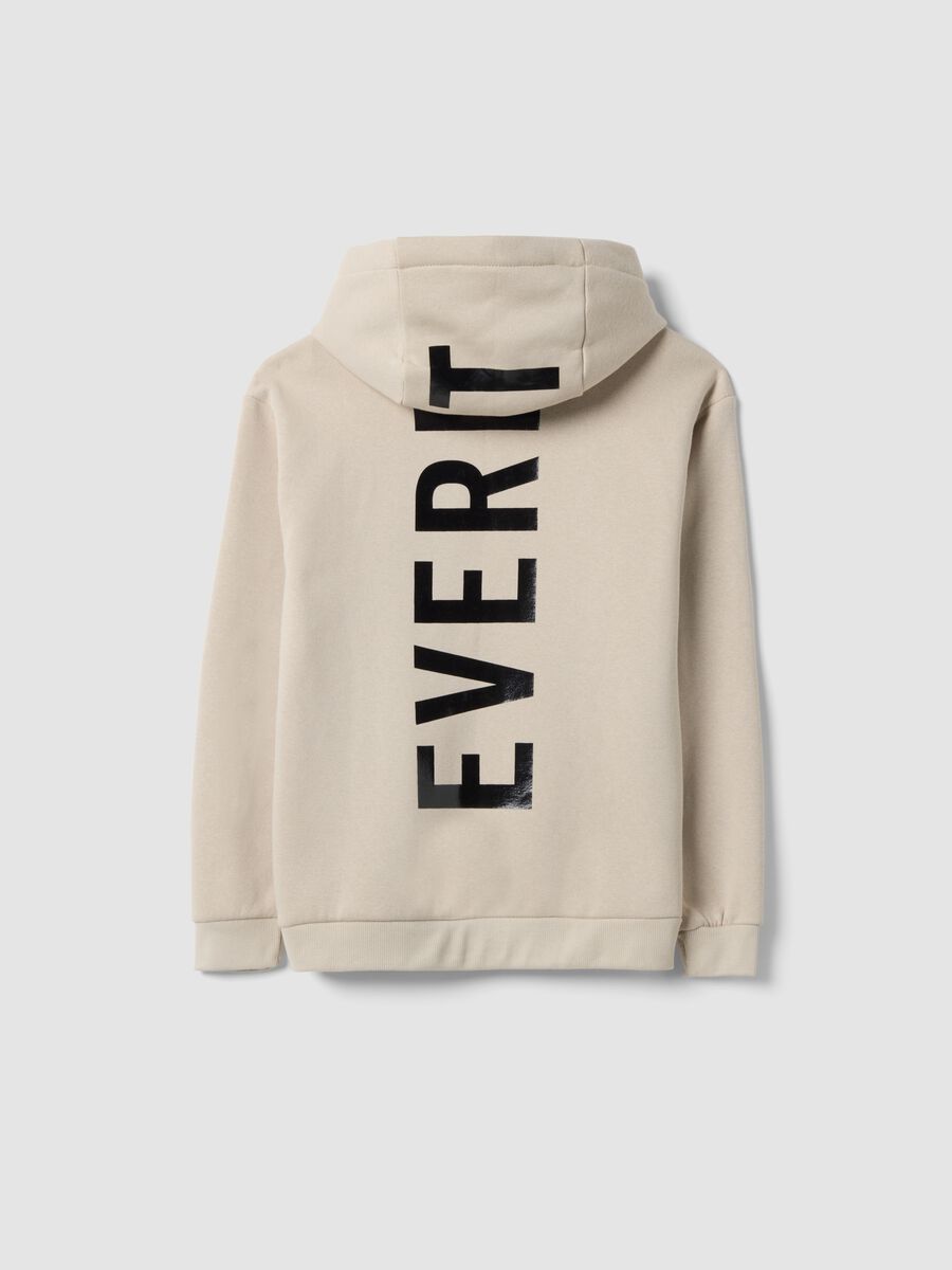 Beige full-zip hooded sweatshirt in cotton blend, regular fit_2