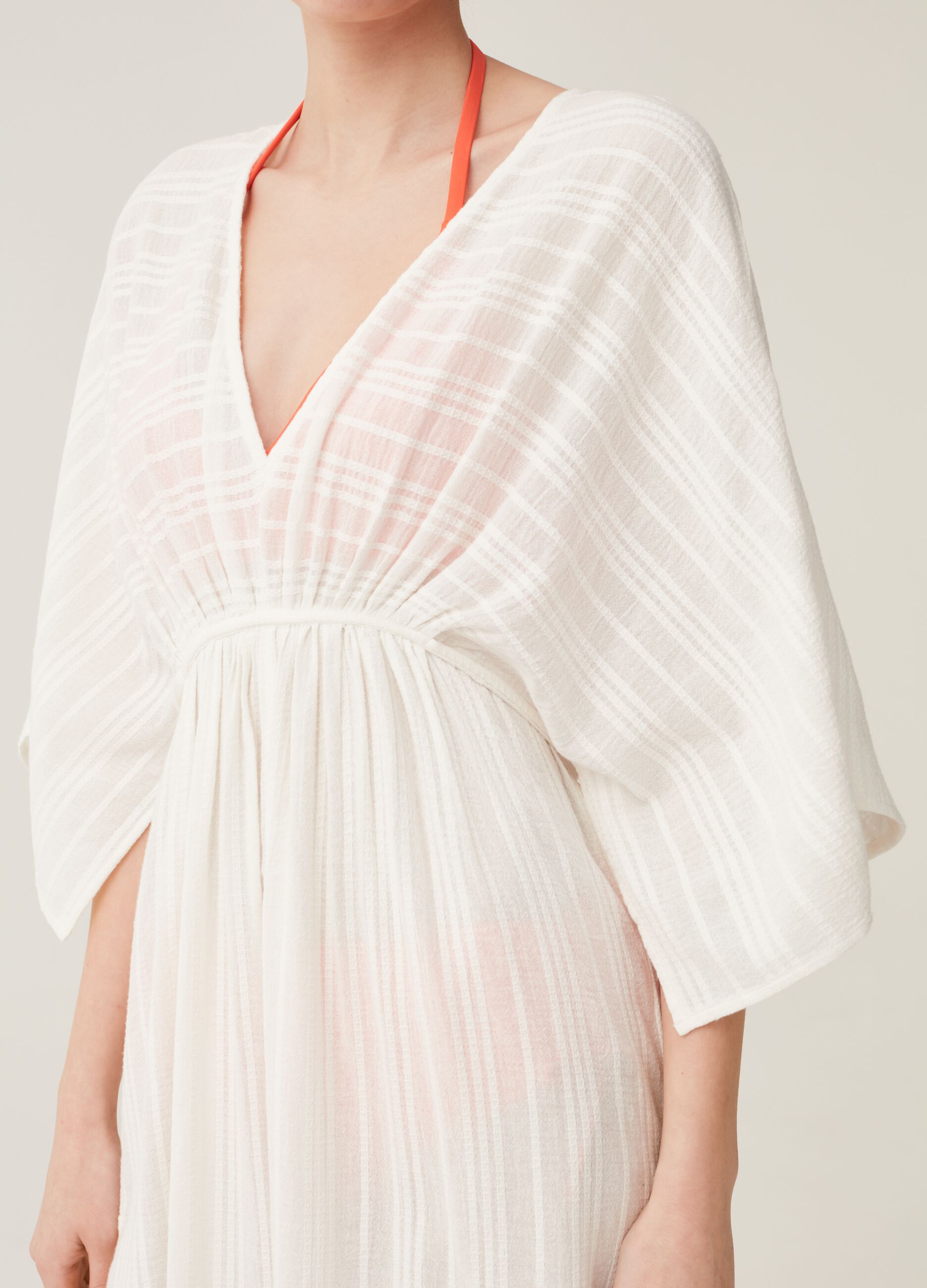 Copri costume lungo in cotone rigato_3