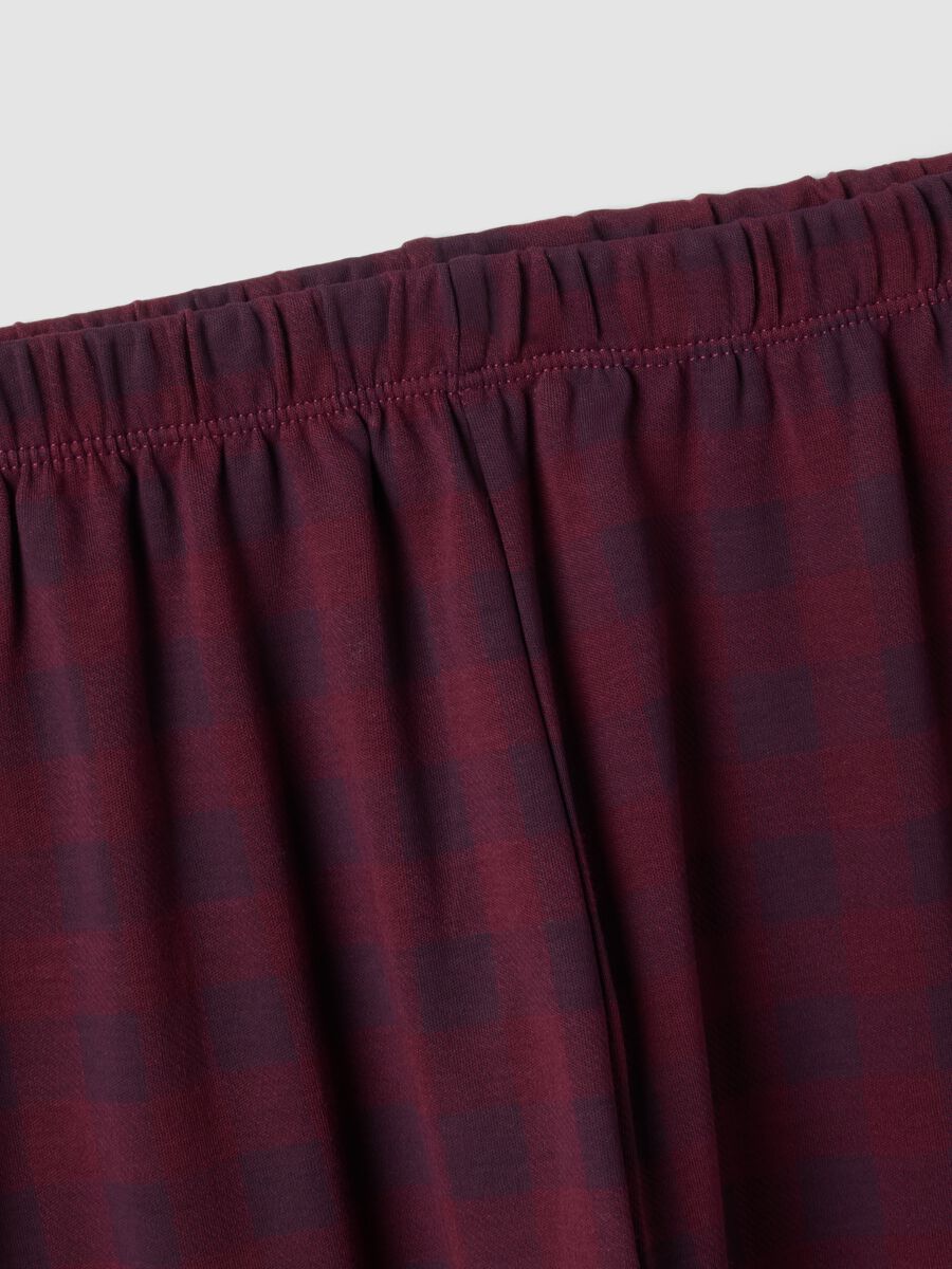 Grey and red crew-neck pyjamas in organic cotton and viscose blend_2
