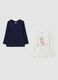 Twin pack of navy blue and cream pure cotton T-shirts with print_0