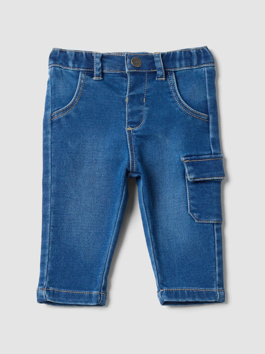 Baby Boys&rsquo; Blue Stretch Cotton Cargo Pocket Trousers_0