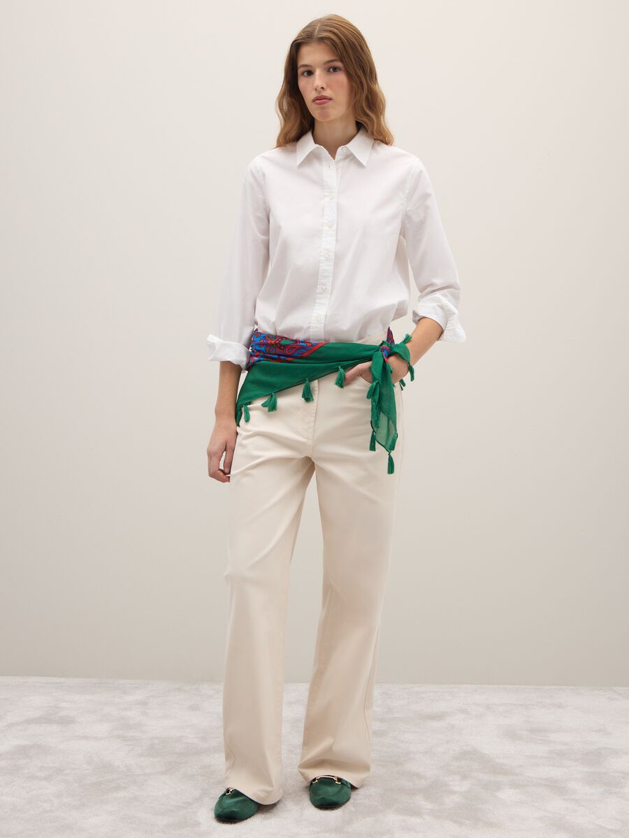 White wool straight-leg trousers_0