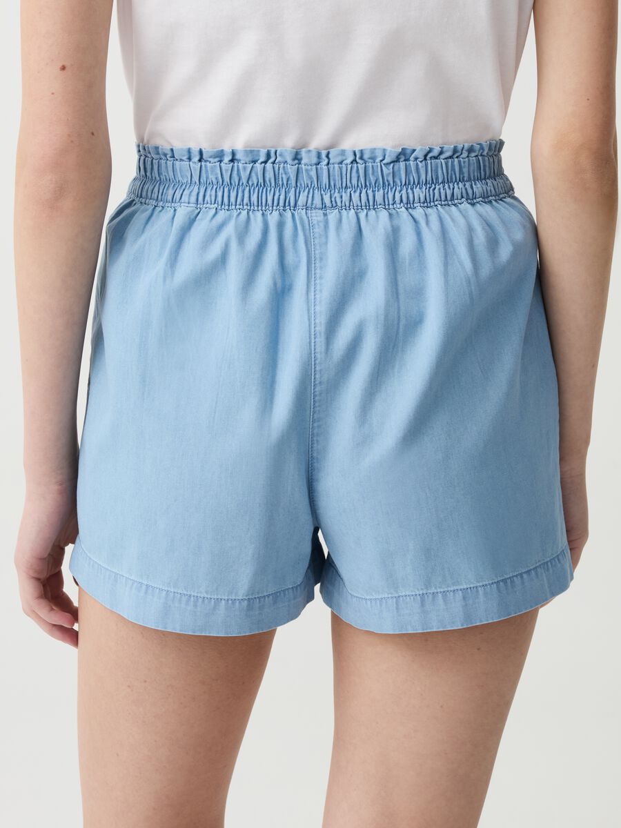 Shorts in denim fluido con cintura_2