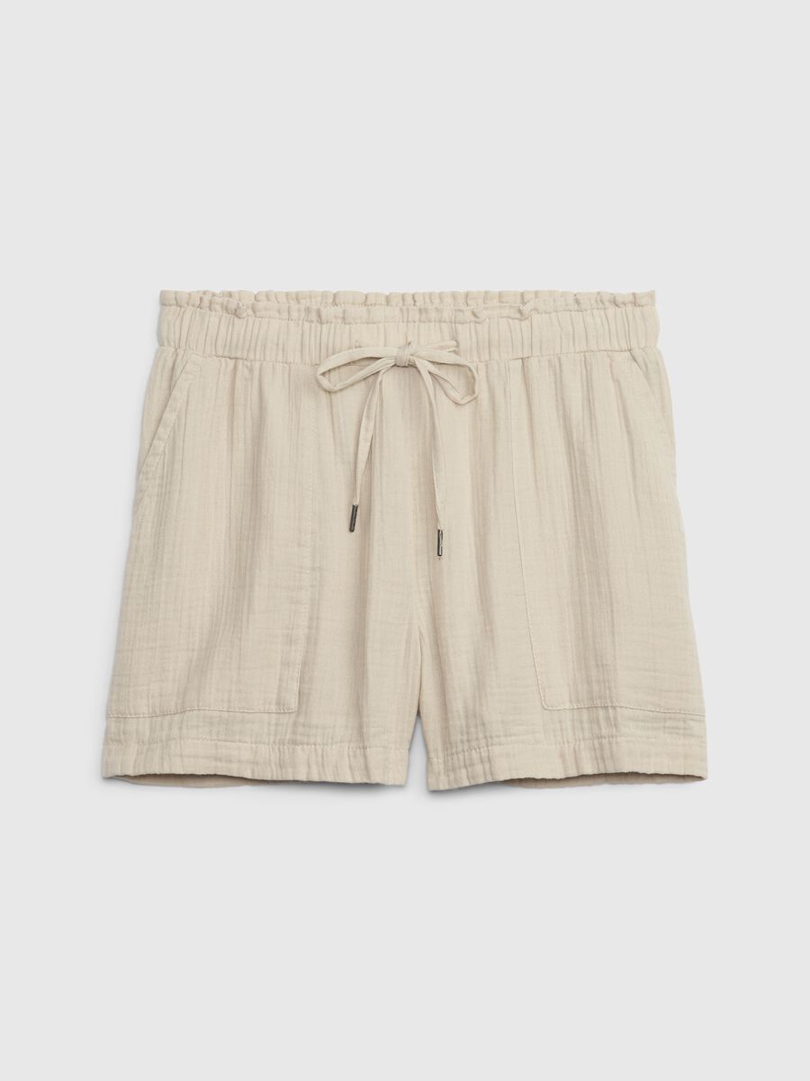 Shorts in garza di cotone effetto crinkle_4