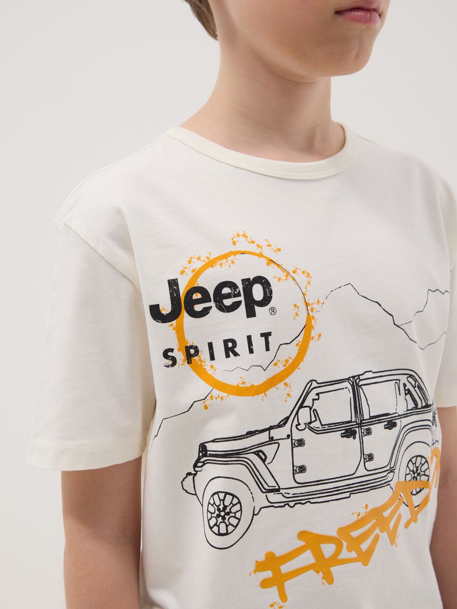 Children's white pure cotton T-shirt regular fit with print_1