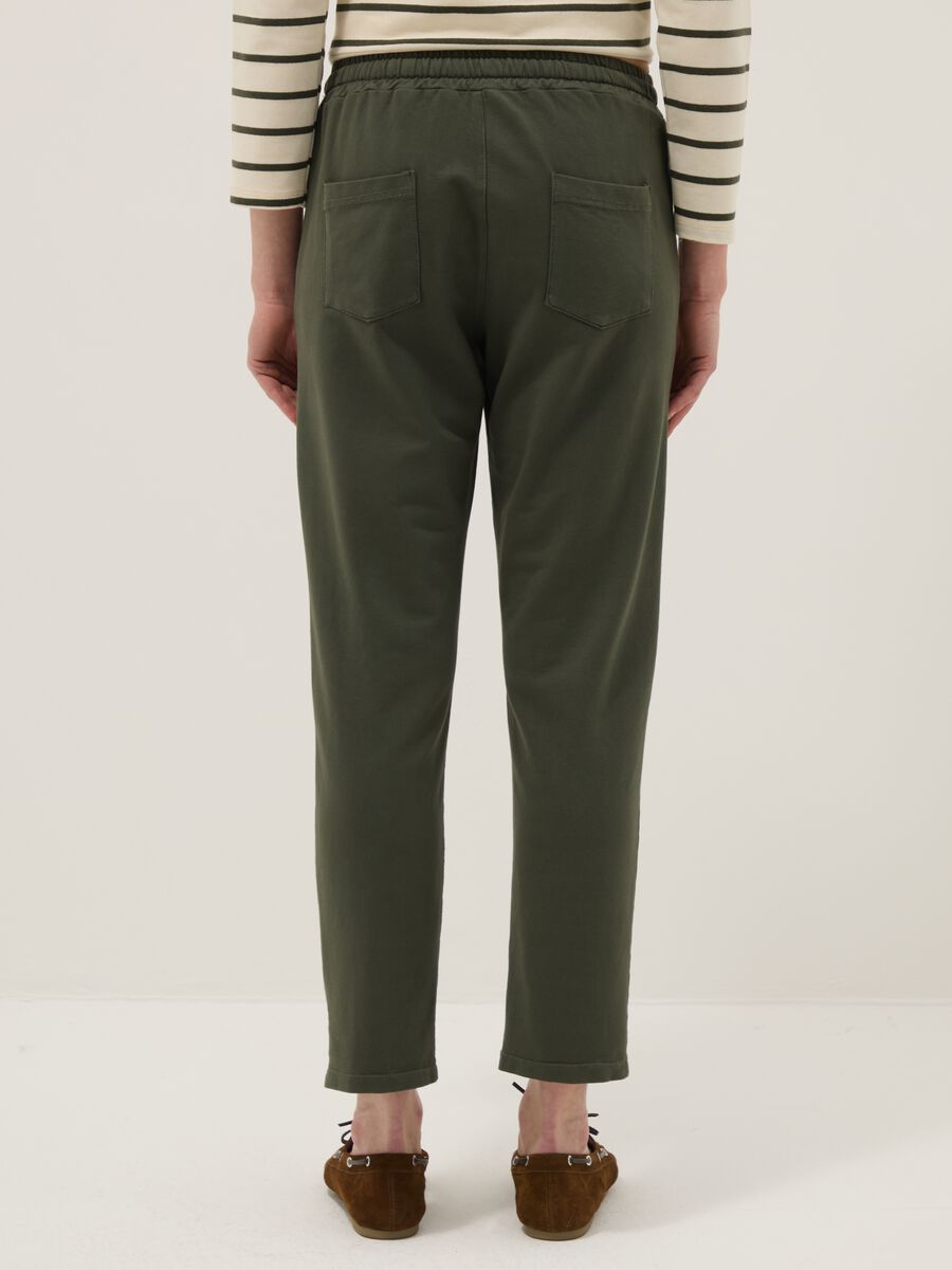 Green stretch cotton trousers with regular fit_2