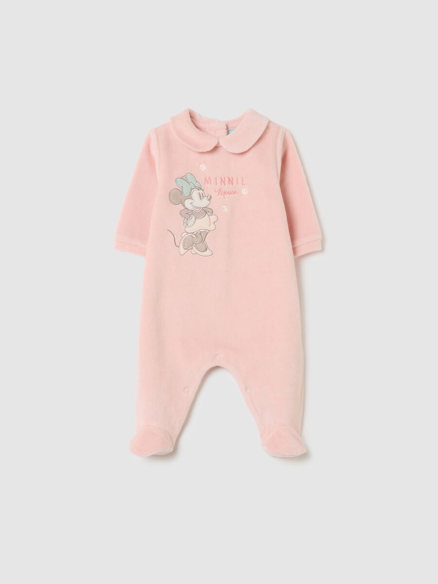 Baby girl's pink cotton blend onesie with Minnie print_0