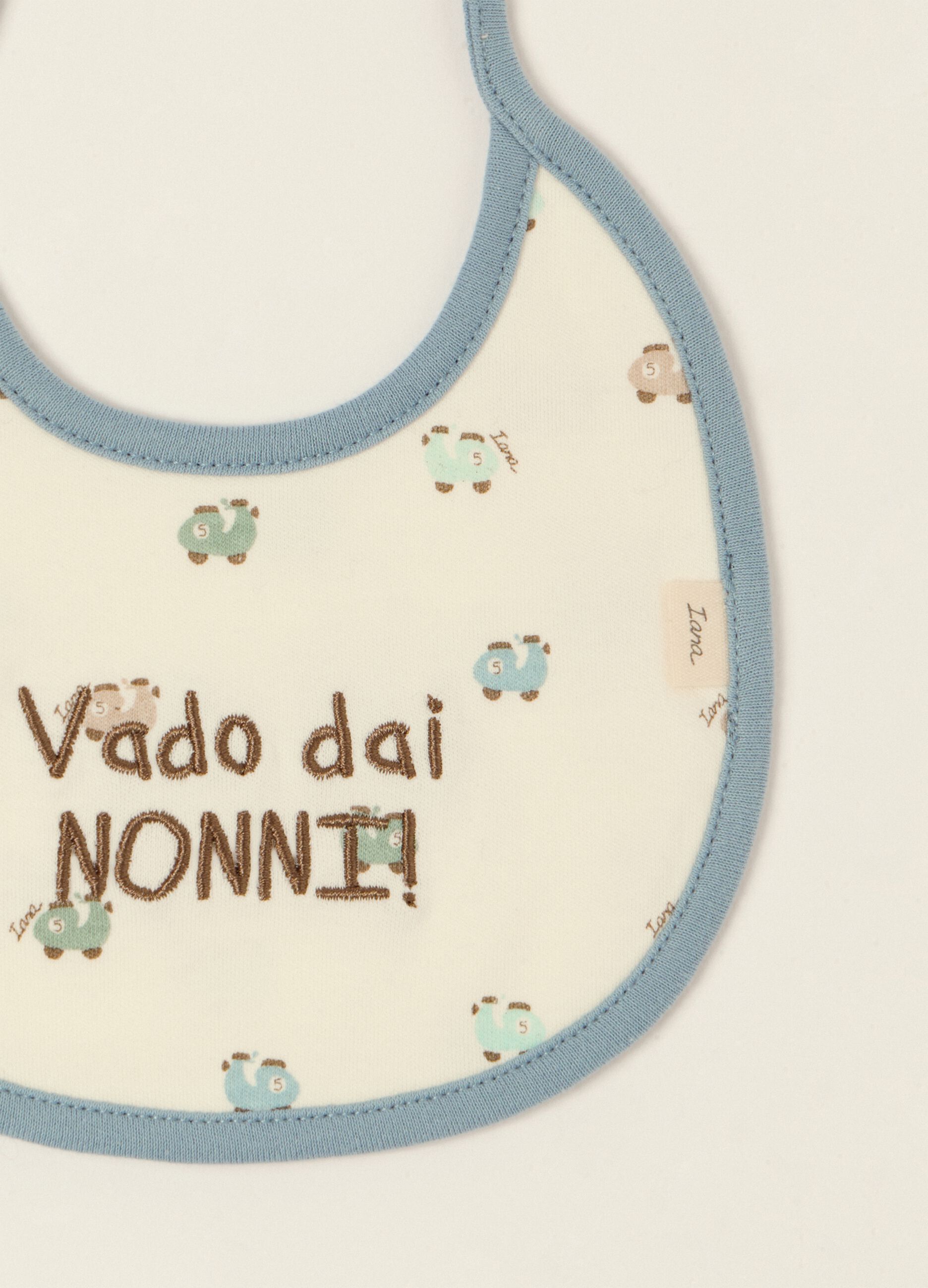 Two-pack of multicolour printed baby bibs in pure cotton