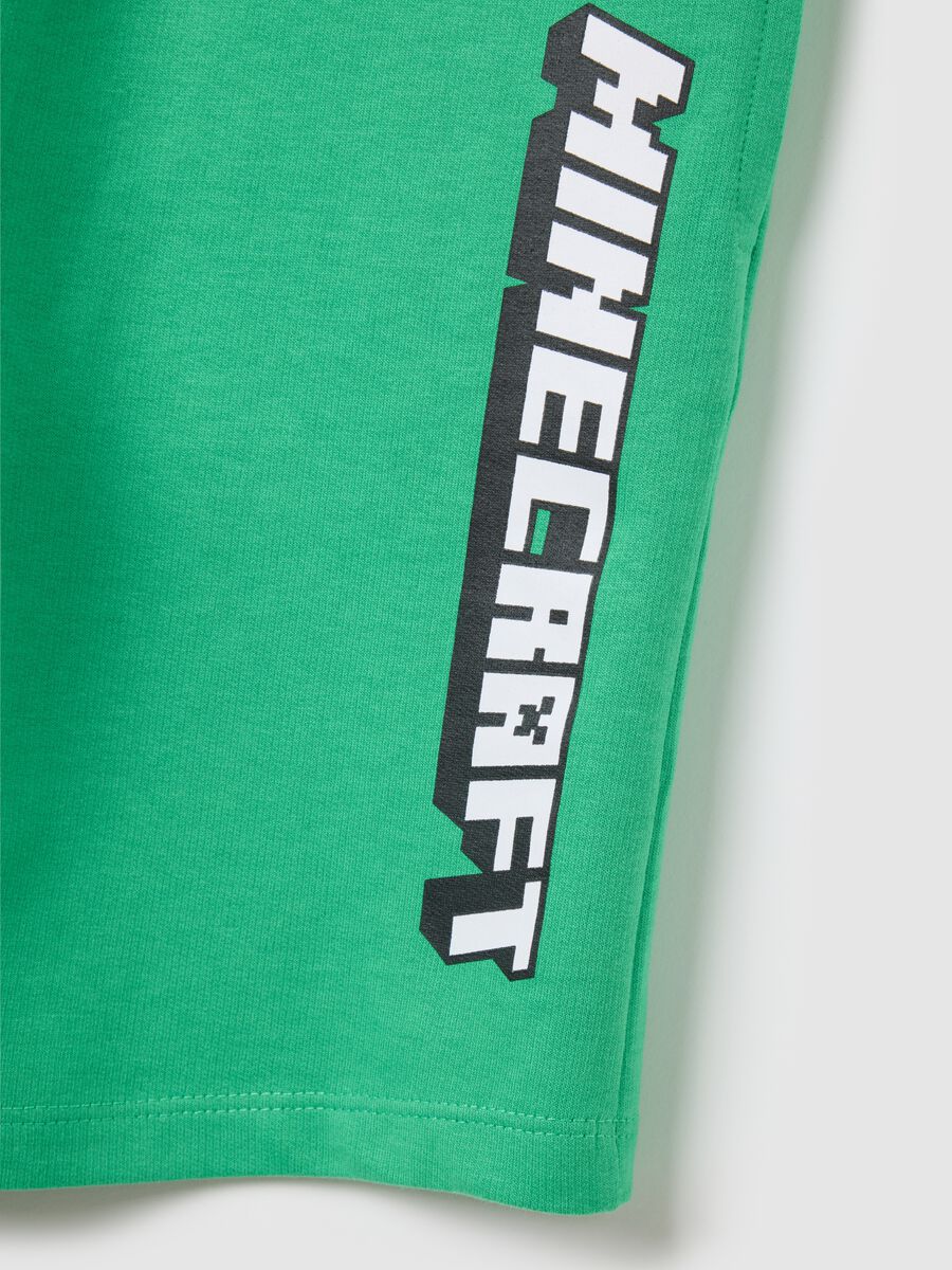 Regular fit green kids' cotton shorts with print_2