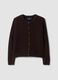 Brown stretch wool crew-neck cardigan, regular fit_4