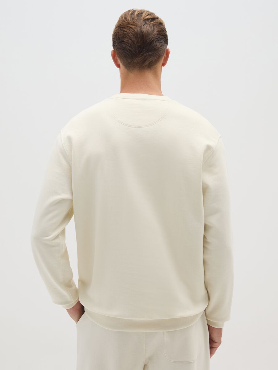 Regular fit beige pure cotton sweatshirt_2