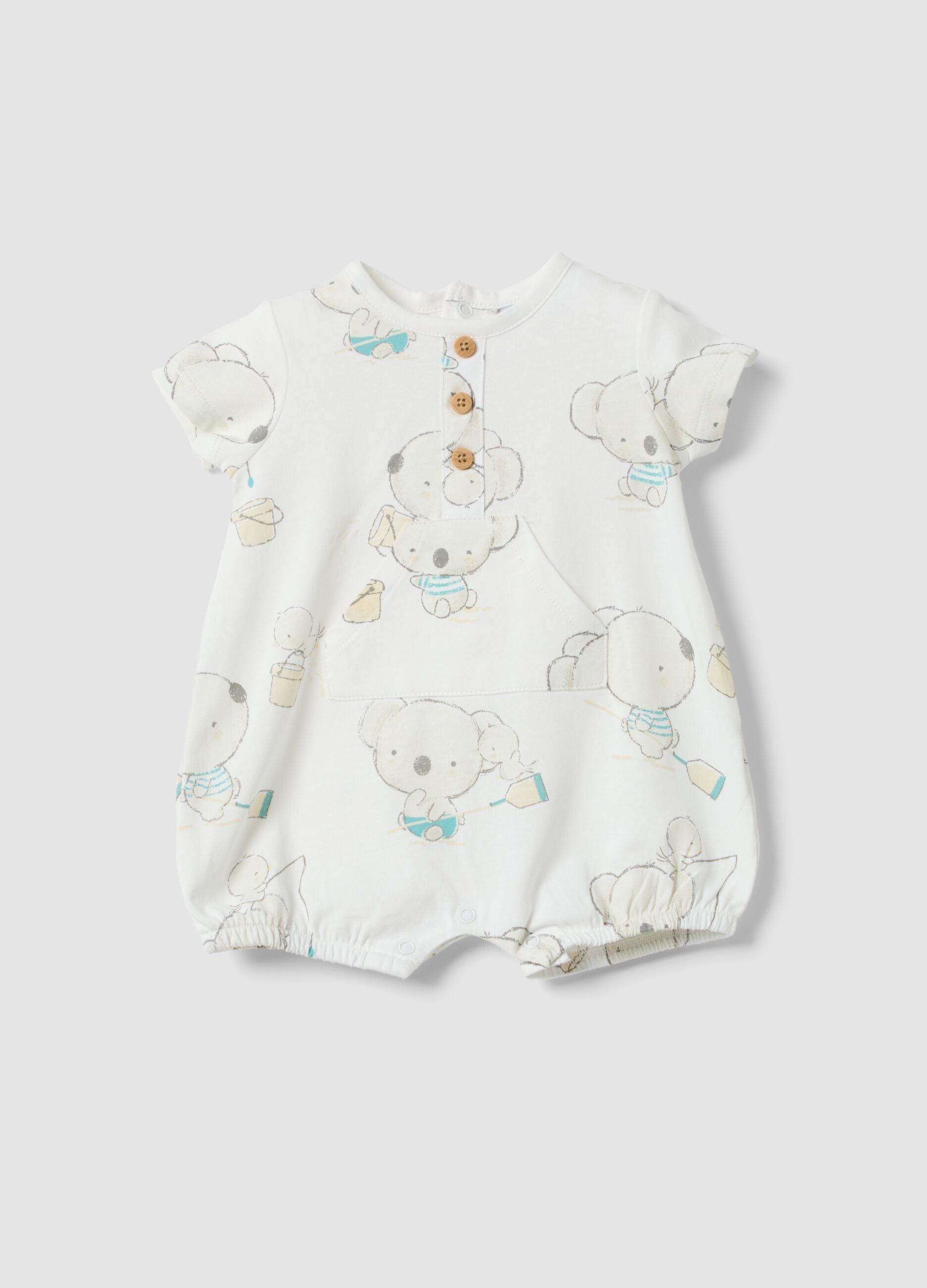White pure cotton baby romper with prints
