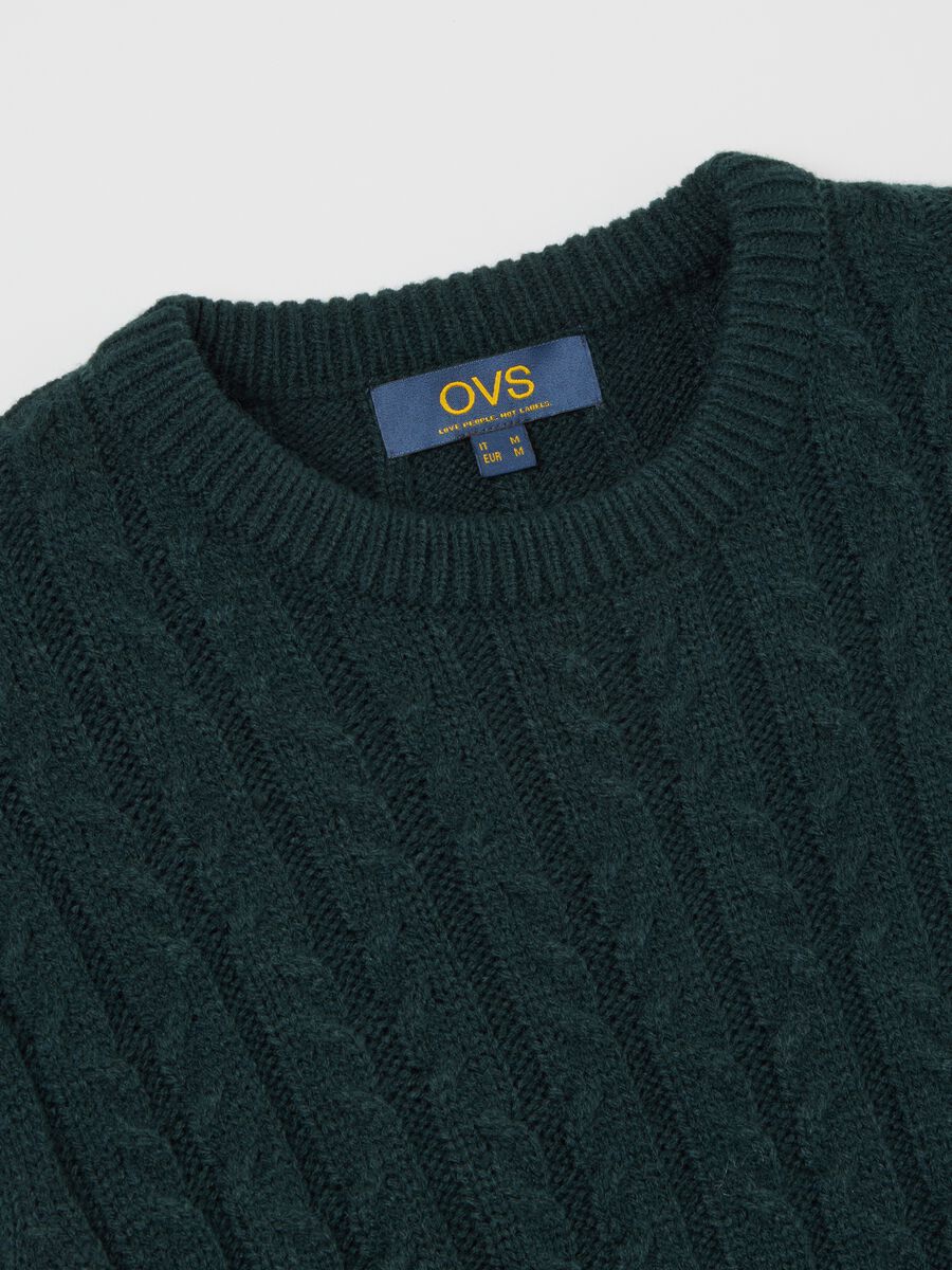 Green Crew Neck Wool Blend Jumper_5