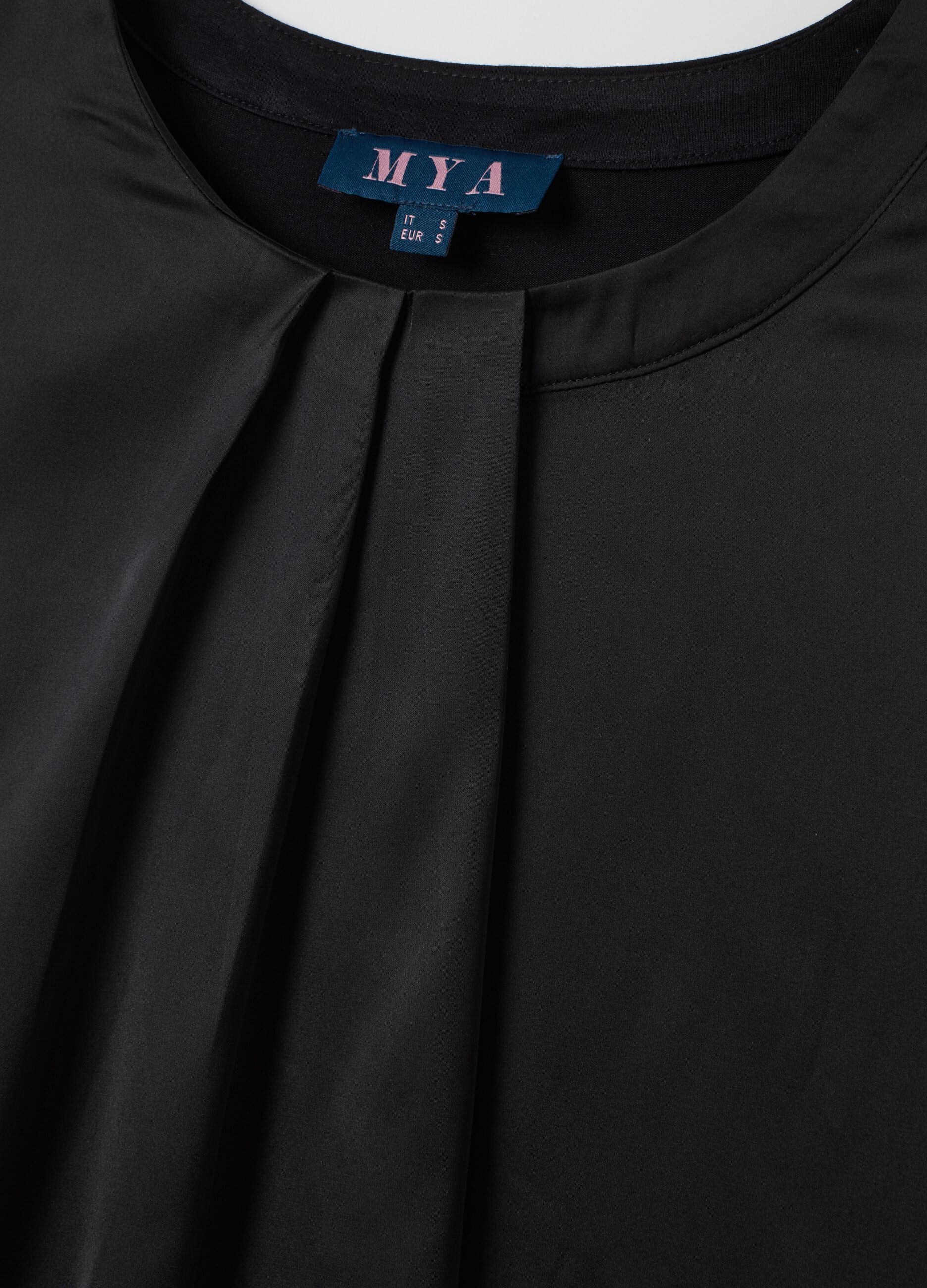 Black regular fit top with pleat