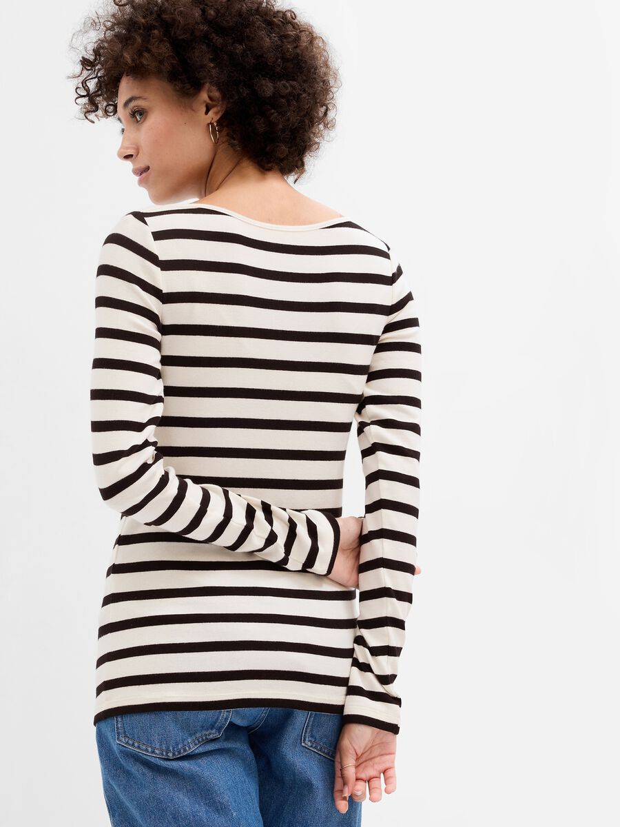 Striped T-shirt with boat neck_1