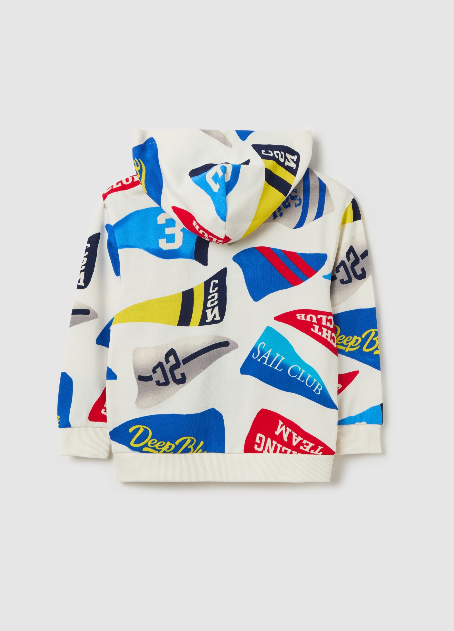 Full-zip hoodie with nautical print