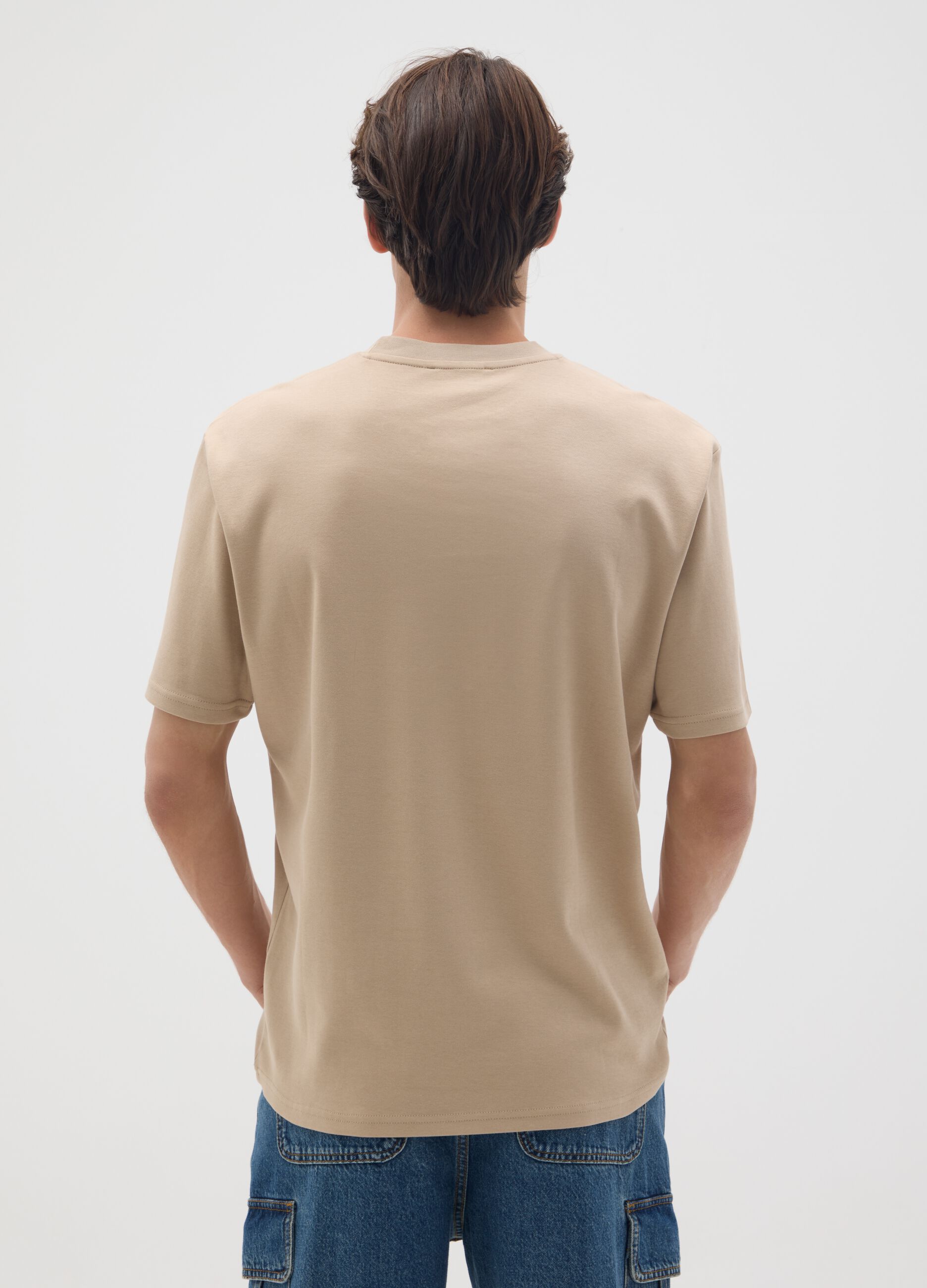 Beige Pure Cotton Relaxed Fit T-Shirt