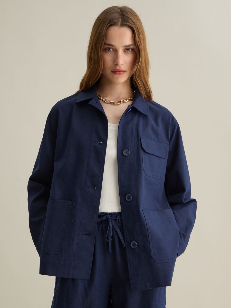 Cotton and Linen Blue Blazer_0