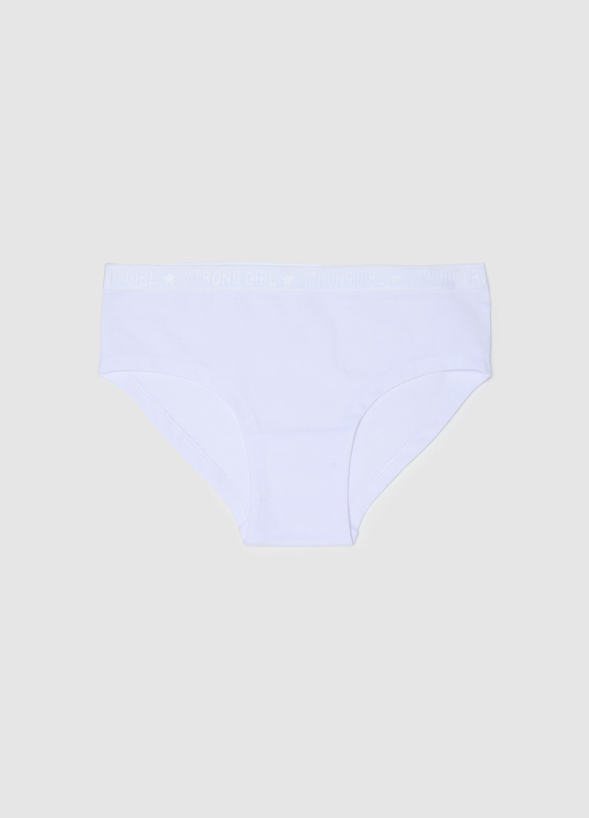 Girls' White Cotton Regular Fit Knickers