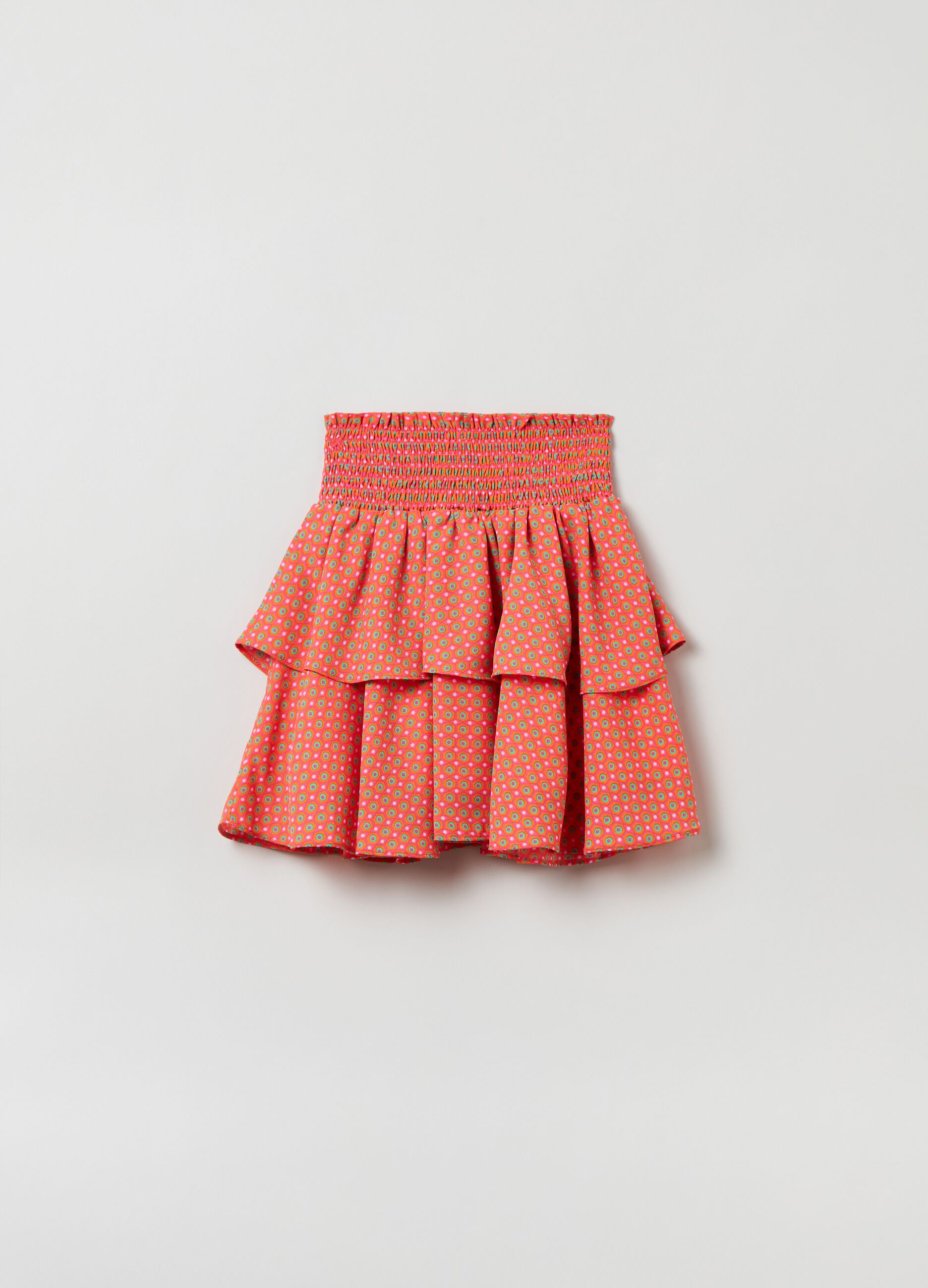 Tiered skirt with geometric print