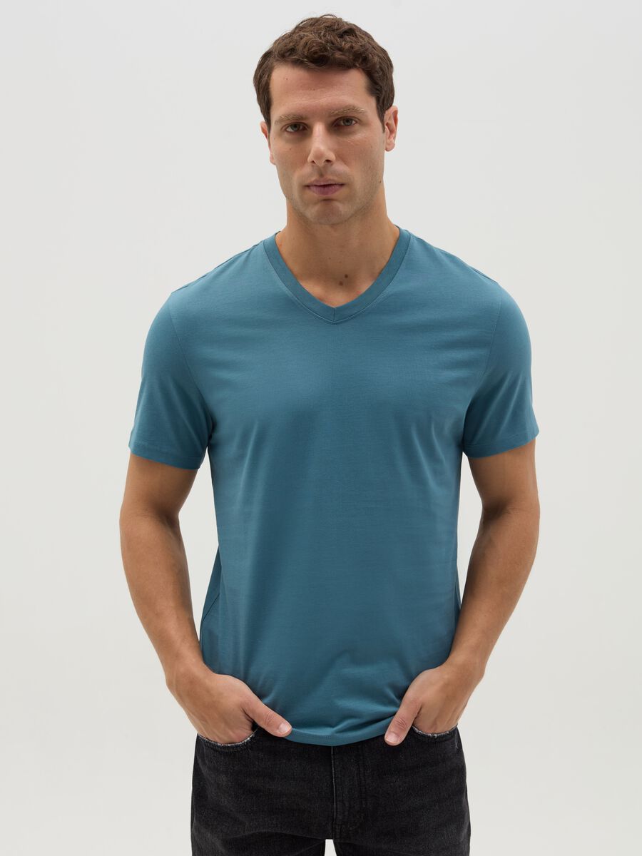 Organic cotton T-shirt with V neck_0
