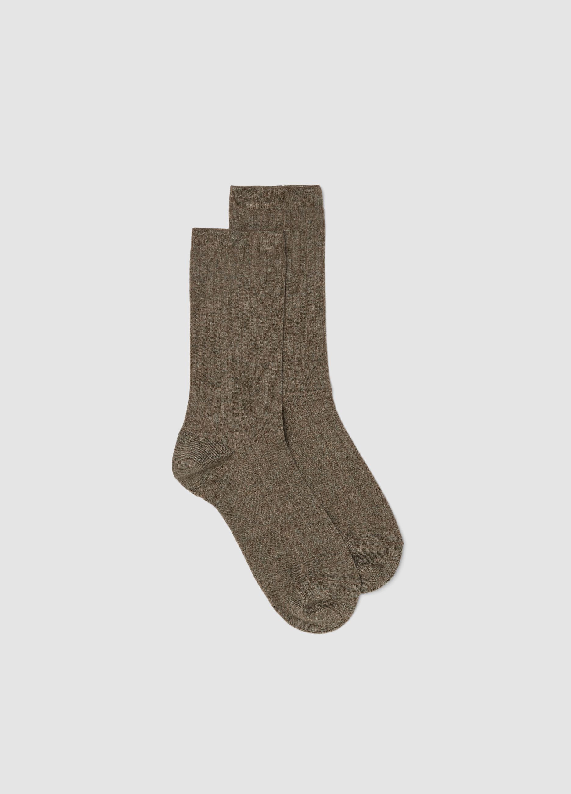Brown long viscose blend socks