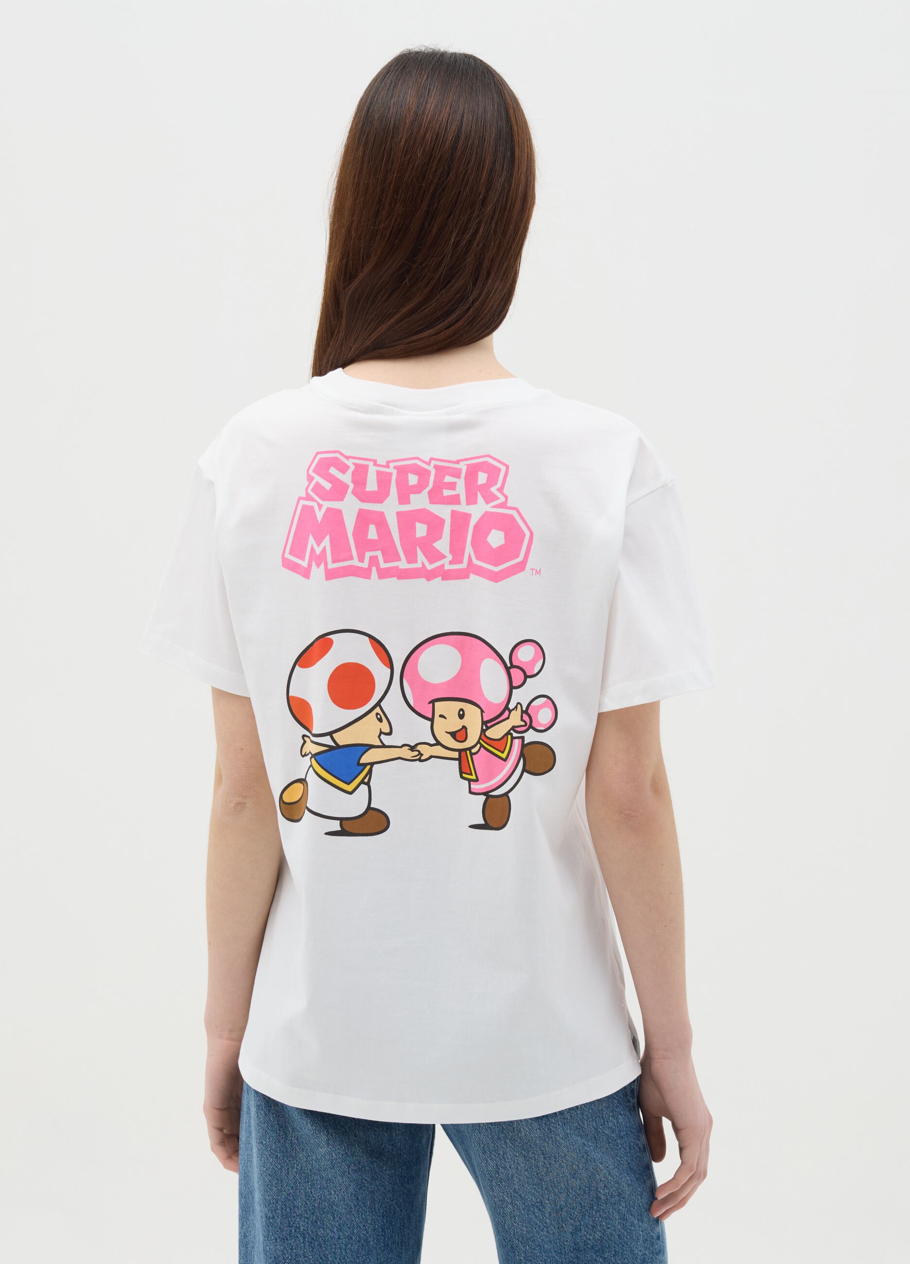 White T-shirt in cotton with Super Mario™ Toad print