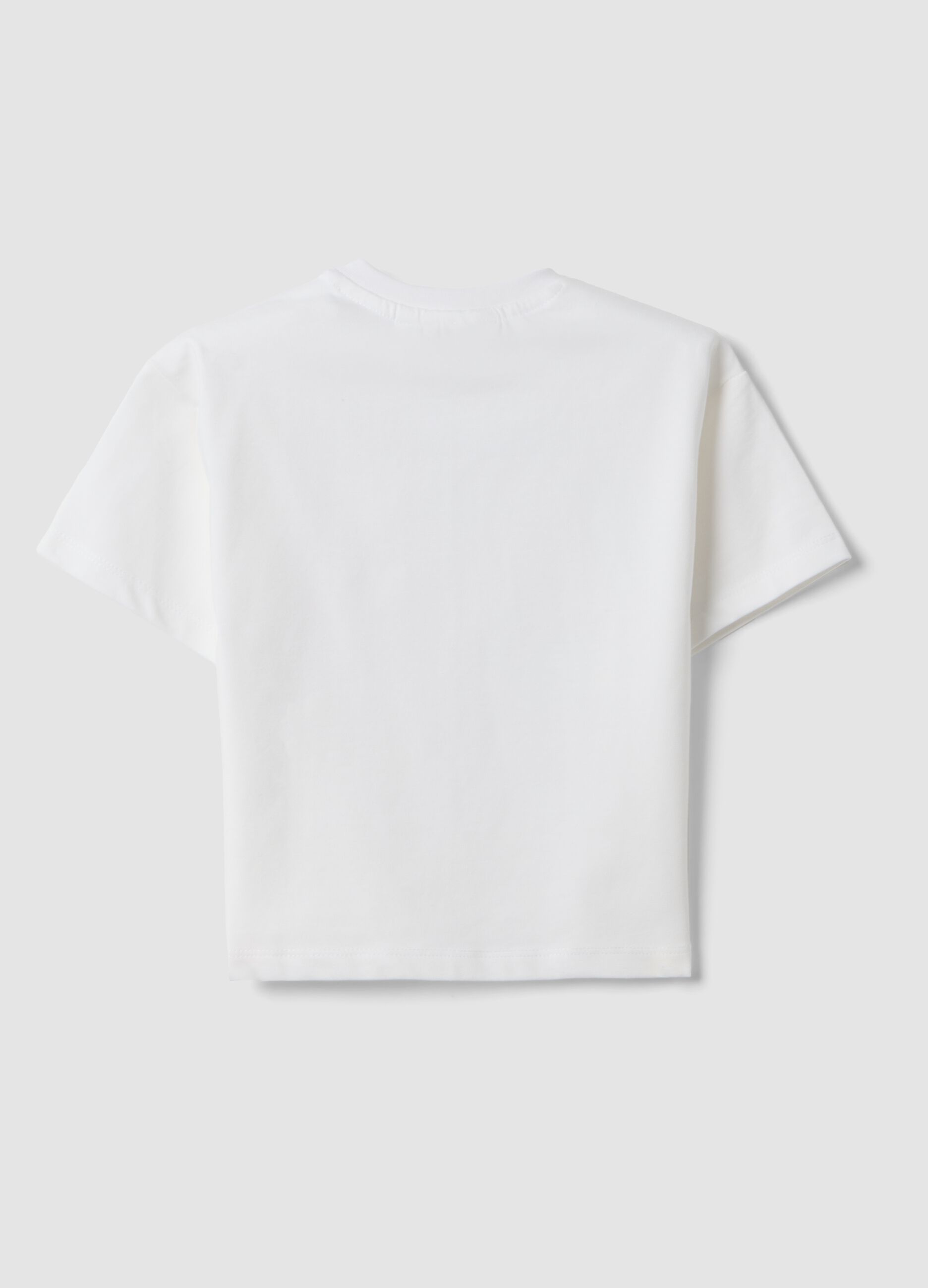 White stretch cotton short-sleeved T-shirt