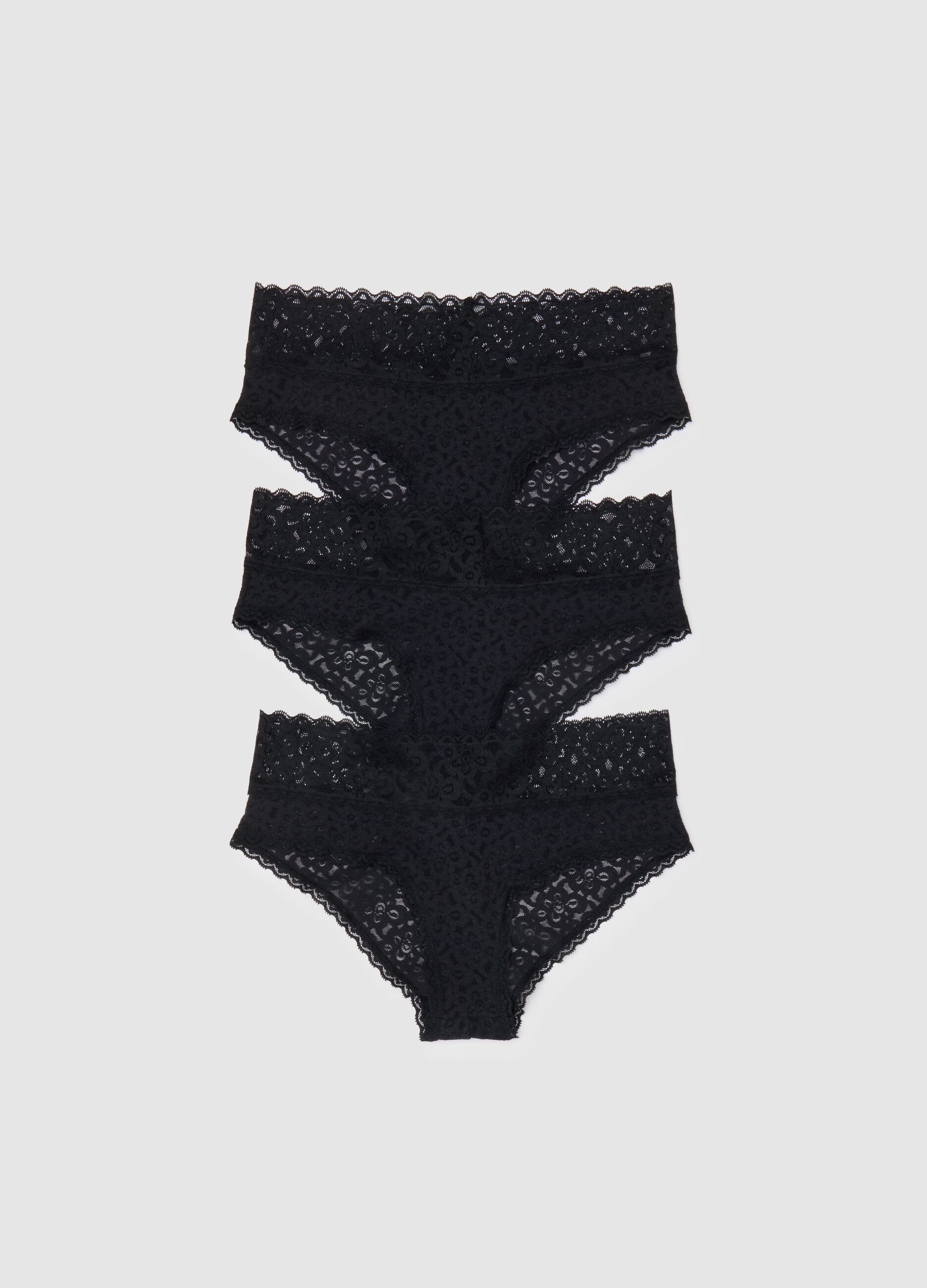 Three-pack French knickers in lace