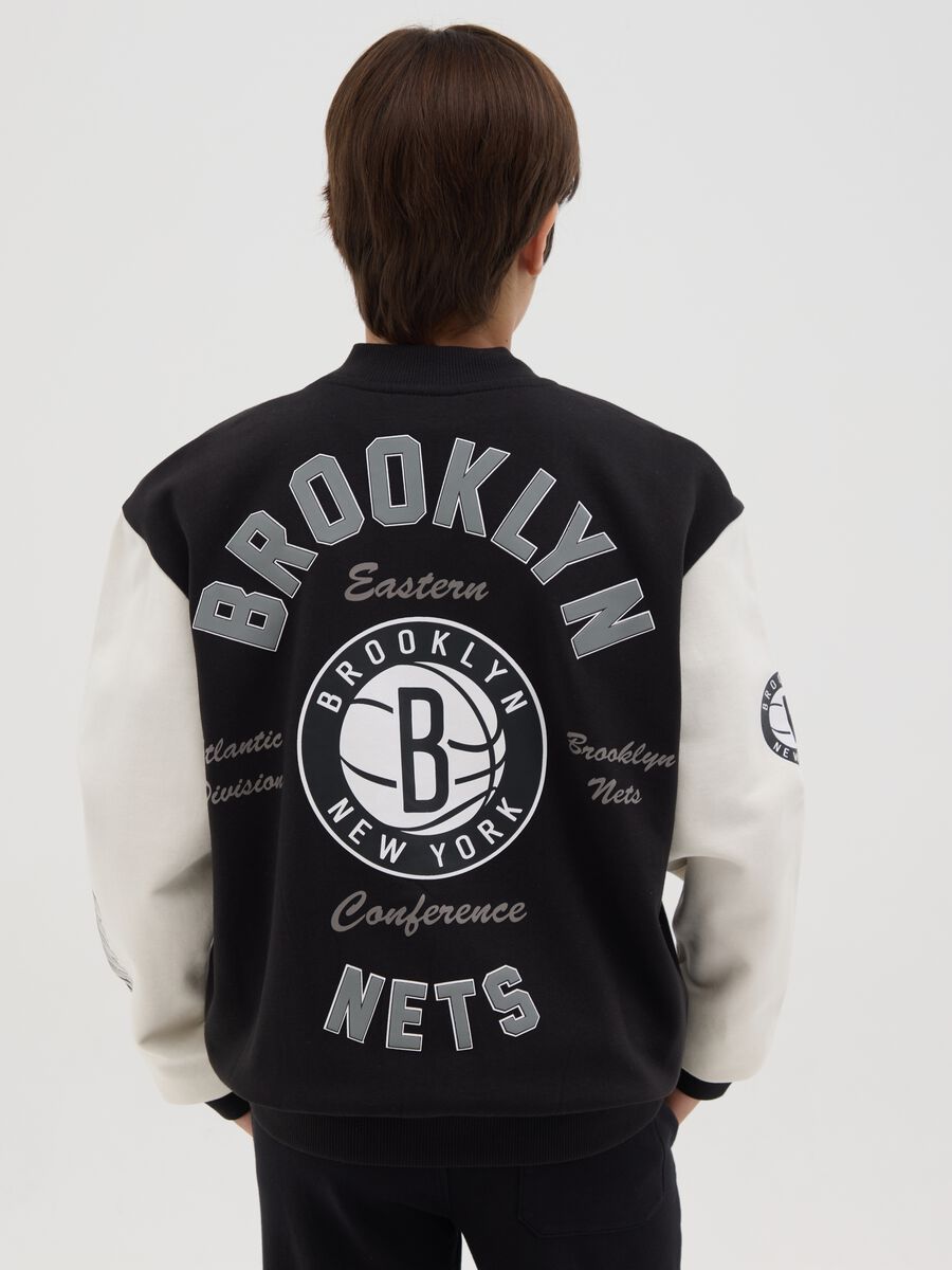 Varsity bomber jacket with patches and NBA Brooklyn Nets print_2